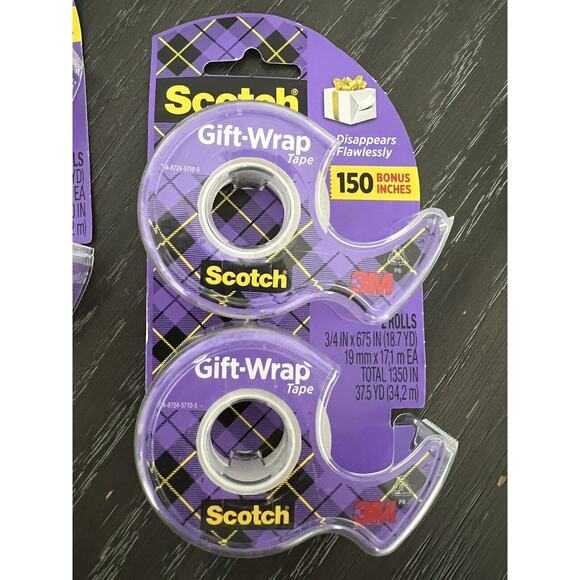 Scotch 3M Gift Wrap Tape Satin Finish 3/4" x 675" ea - 6 Rolls Total - Picture 2 of 3